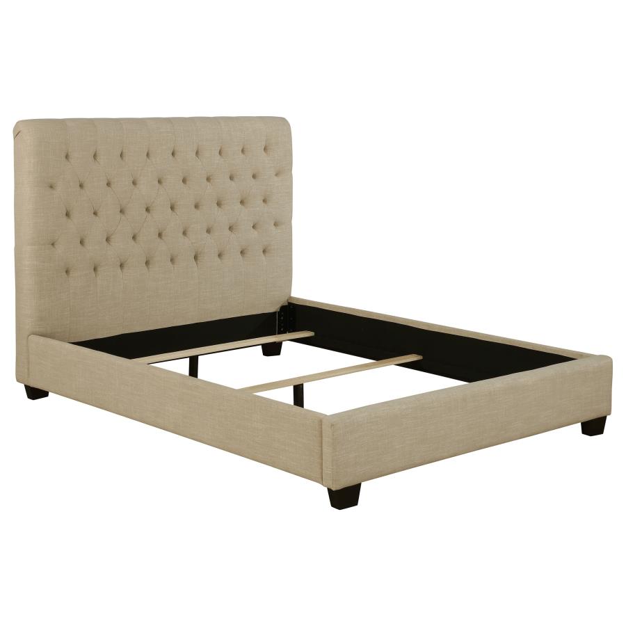 (image for) Chloe Upholstered Eastern King Panel Bed Oatmeal