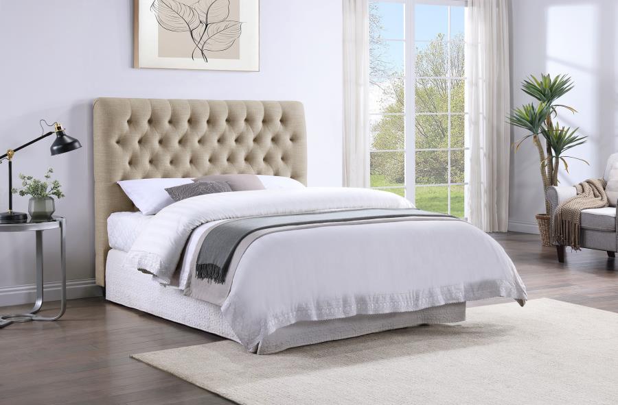 (image for) Chloe Upholstered Eastern King Panel Headboard Oatmeal