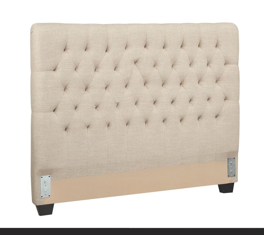 (image for) Chloe Upholstered California King Panel Headboard Oatmeal - Click Image to Close