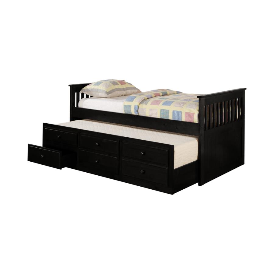 (image for) Rochford 3-drawer Twin Bed with Captains Trundle Black