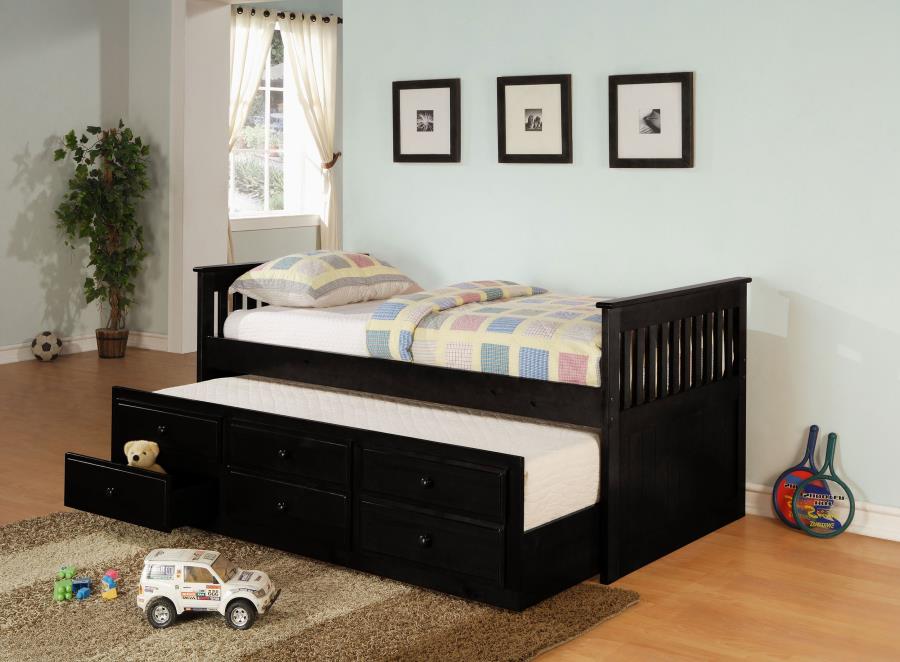 (image for) Rochford 3-drawer Twin Bed with Captains Trundle Black