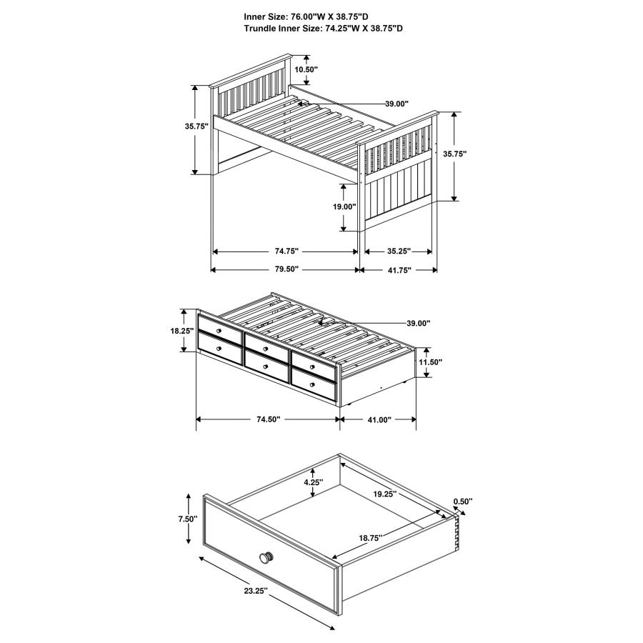 (image for) Rochford 3-drawer Twin Bed with Captains Trundle Black