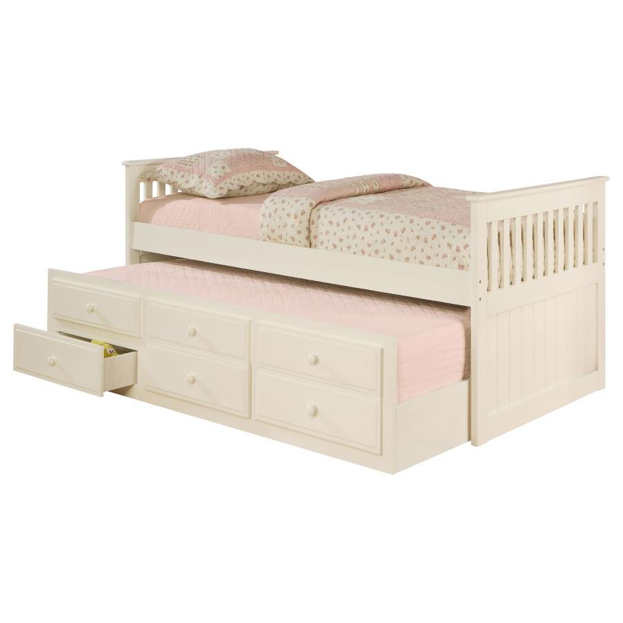 (image for) Rochford 3-drawer Twin Bed with Captains Trundle White