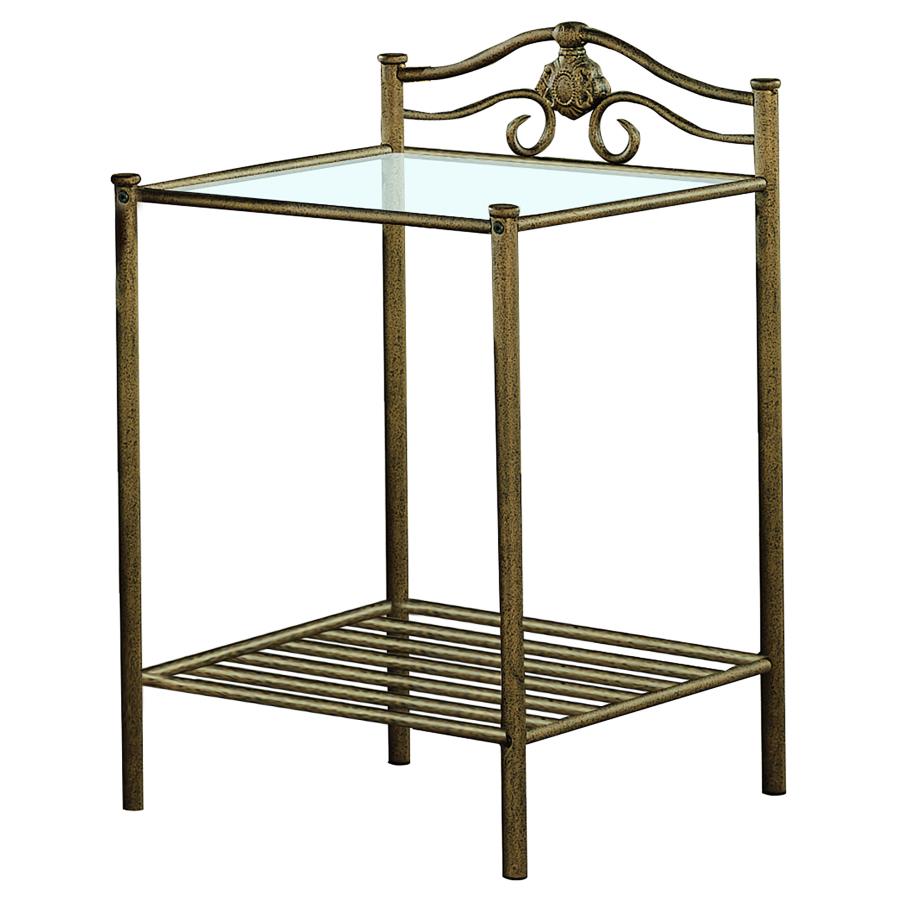 (image for) Sydney Metal 2-shelf Nightstand Antique Brushed Gold - Click Image to Close