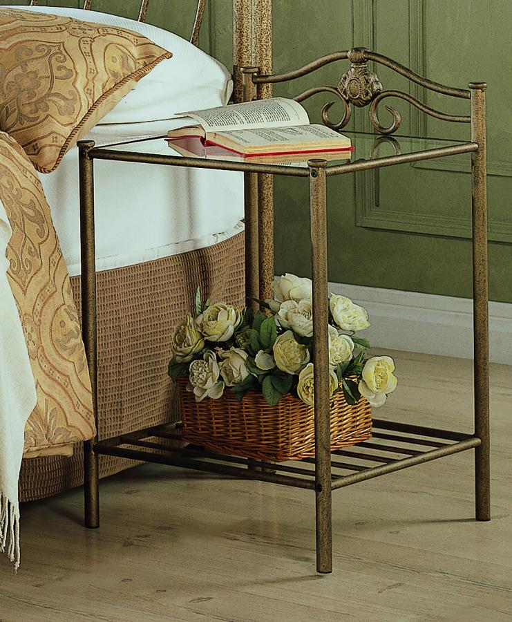 (image for) Sydney Metal 2-shelf Nightstand Antique Brushed Gold