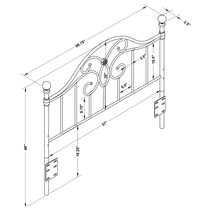 (image for) Bailey Metal Queen or Full Open Frame Headboard Black