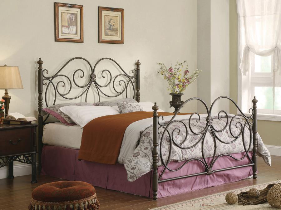 (image for) London Metal Eastern King Open Frame Bed Dark Bronze