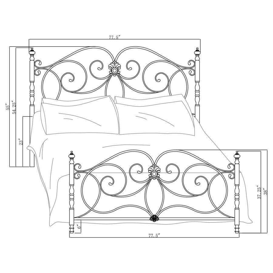 (image for) London Metal Eastern King Open Frame Bed Dark Bronze