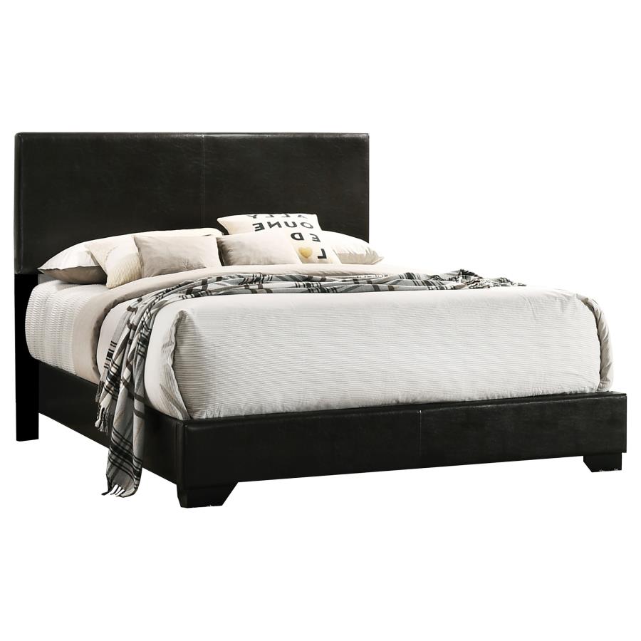 (image for) Conner Upholstered Queen Panel Bed Black - Click Image to Close