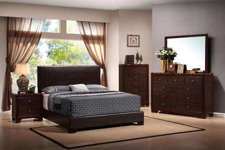 (image for) Conner Upholstered Full Panel Bed Dark Brown