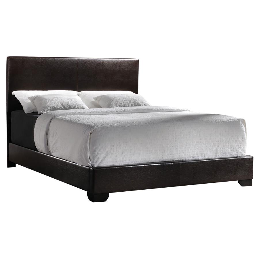 (image for) Conner Upholstered California King Panel Bed Dark Brown - Click Image to Close