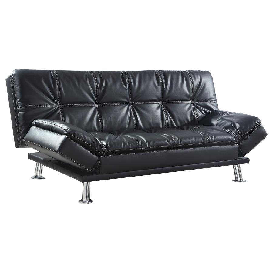 (image for) Dilleston Upholstered Tufted Convertible Sofa Bed Black - Click Image to Close