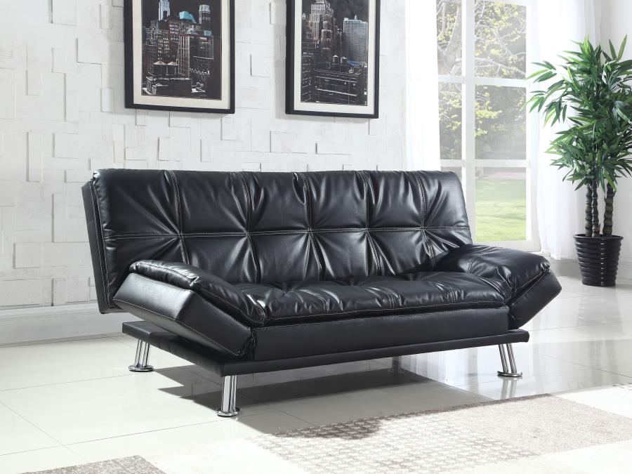 (image for) Dilleston Upholstered Tufted Convertible Sofa Bed Black