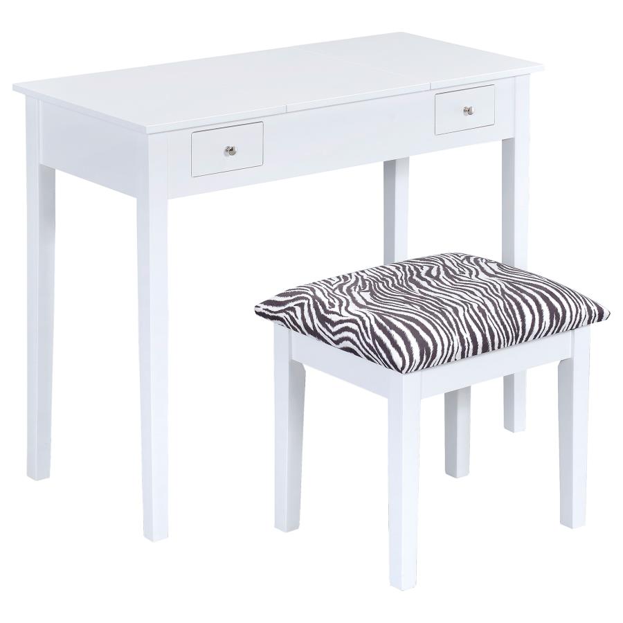 (image for) Seline Vanity Set with Pop-Up Mirror and Stool White