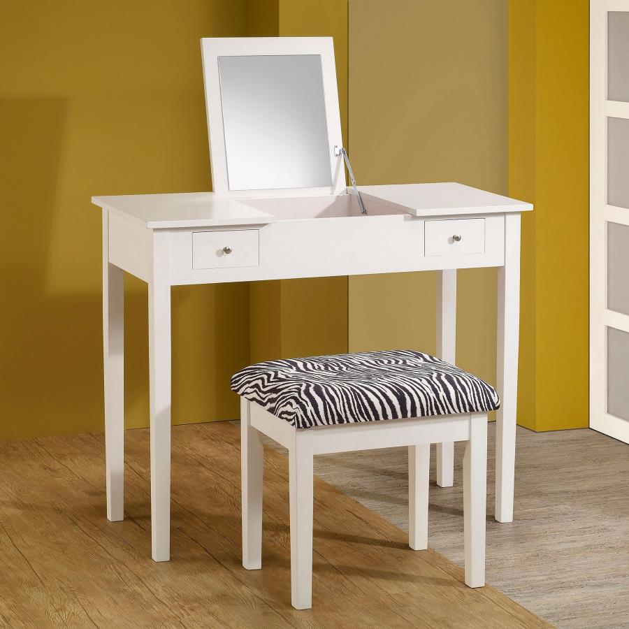 (image for) Seline Vanity Set with Pop-Up Mirror and Stool White