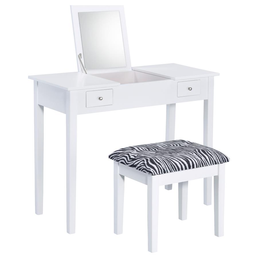 (image for) Seline Vanity Set with Pop-Up Mirror and Stool White