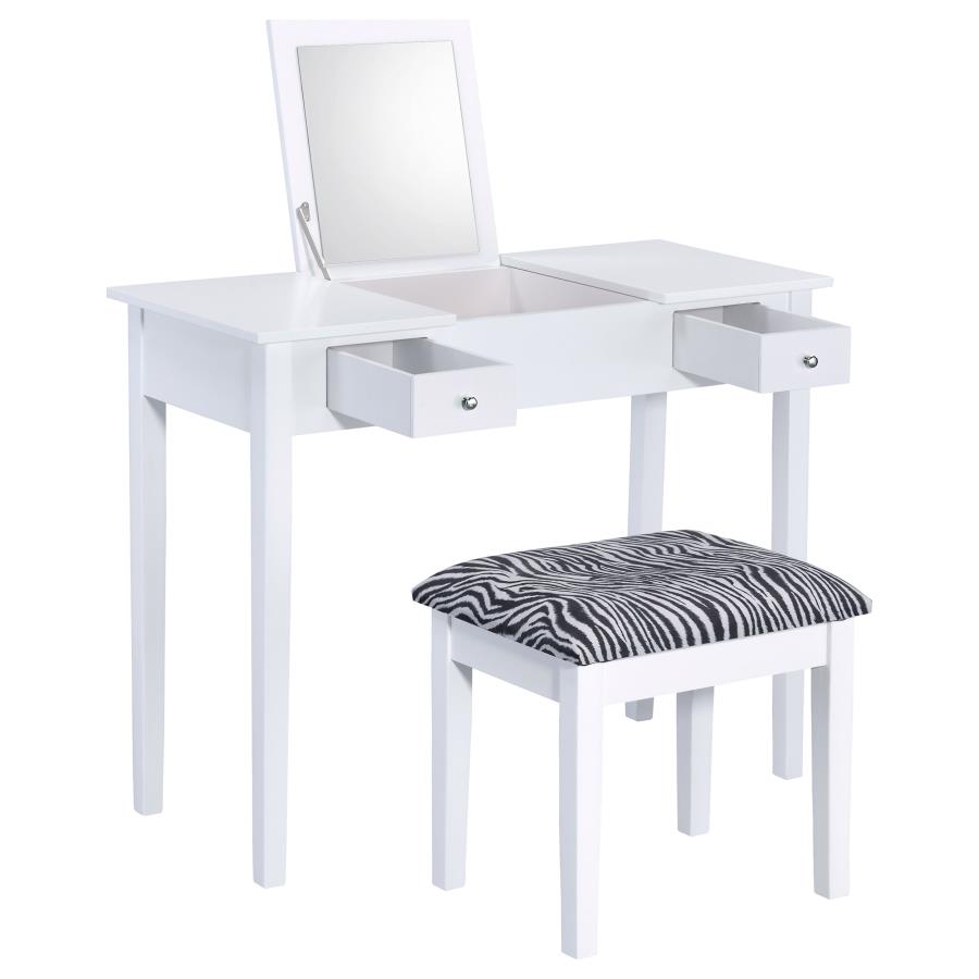 (image for) Seline Vanity Set with Pop-Up Mirror and Stool White