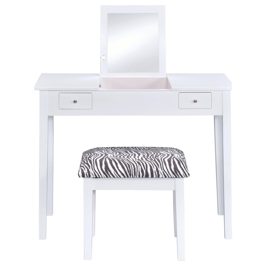 (image for) Seline Vanity Set with Pop-Up Mirror and Stool White