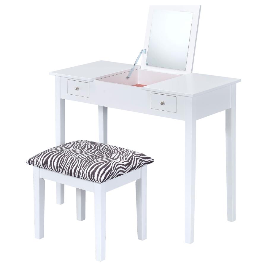 (image for) Seline Vanity Set with Pop-Up Mirror and Stool White