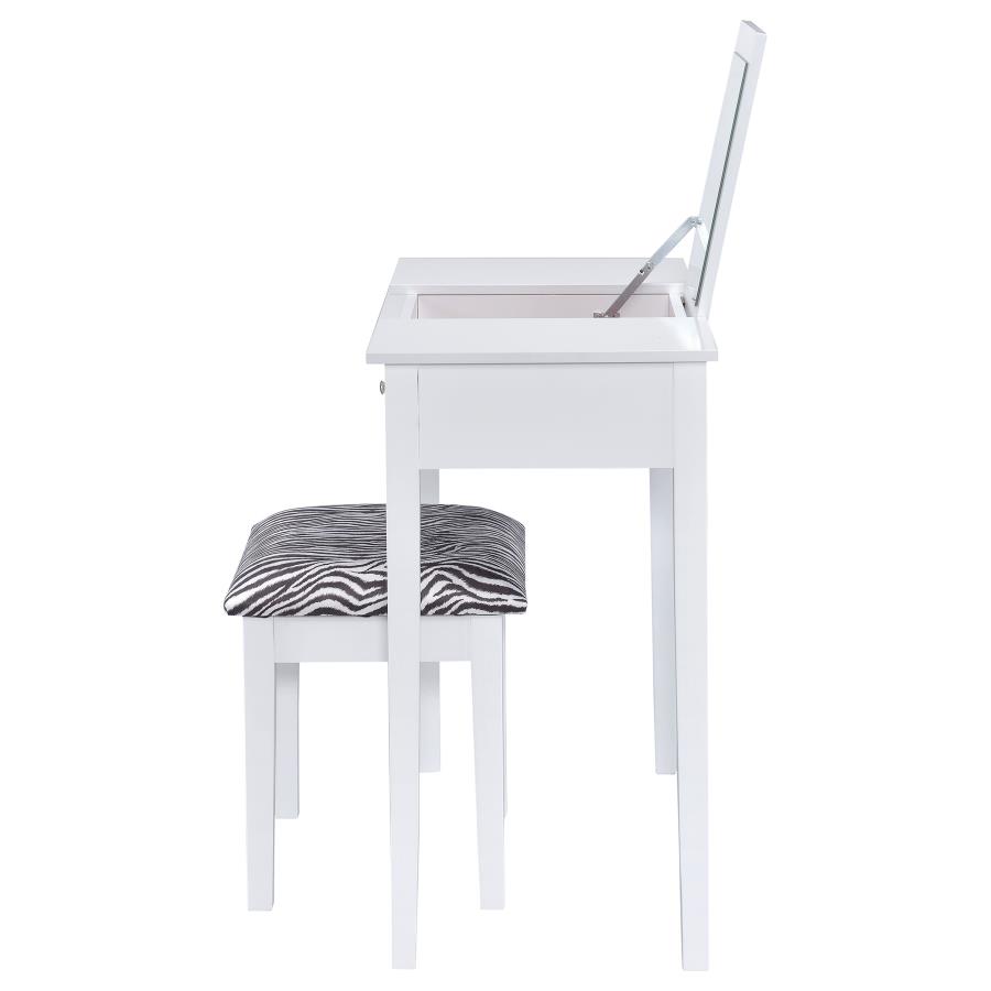 (image for) Seline Vanity Set with Pop-Up Mirror and Stool White