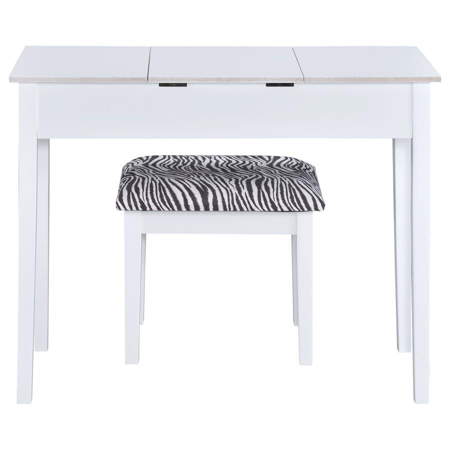 (image for) Seline Vanity Set with Pop-Up Mirror and Stool White