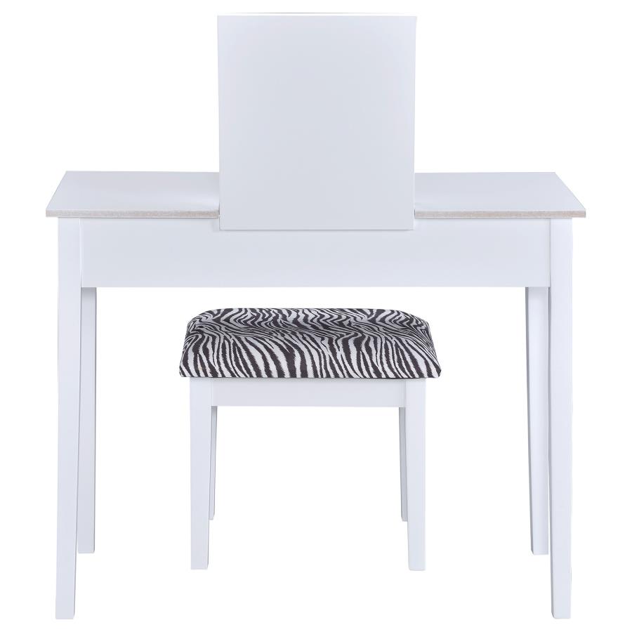 (image for) Seline Vanity Set with Pop-Up Mirror and Stool White