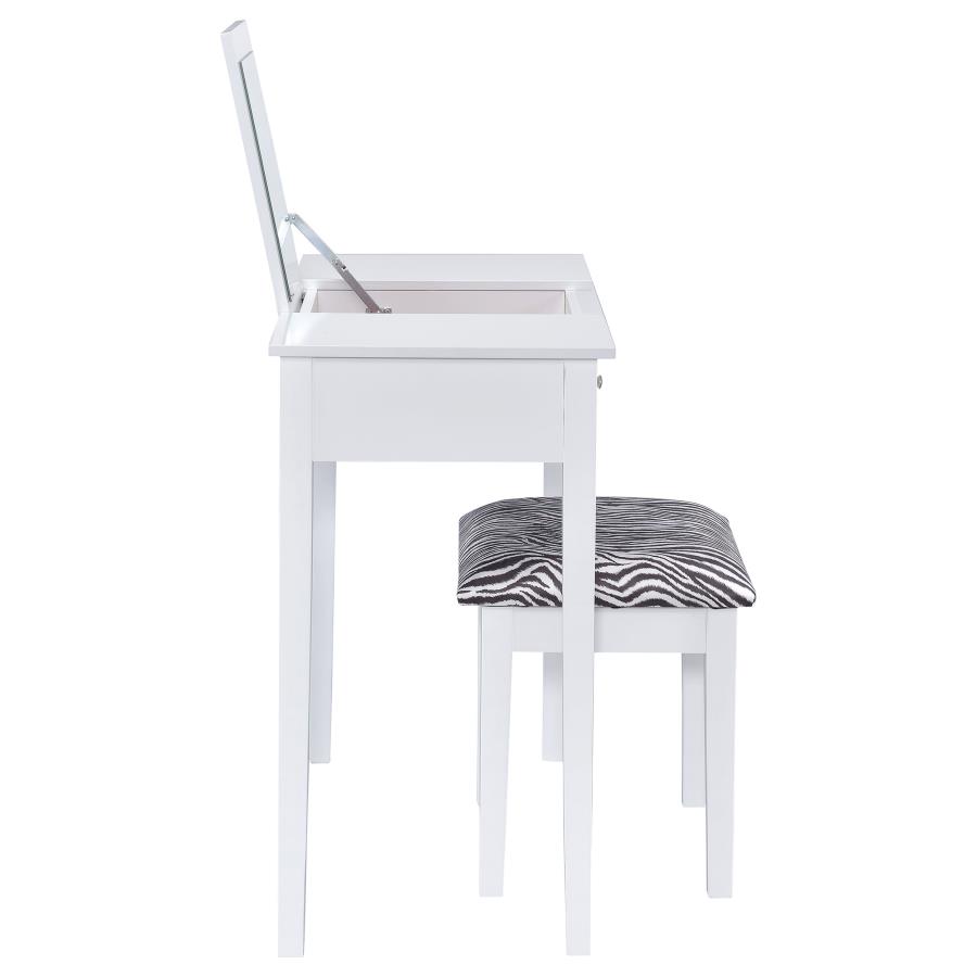 (image for) Seline Vanity Set with Pop-Up Mirror and Stool White