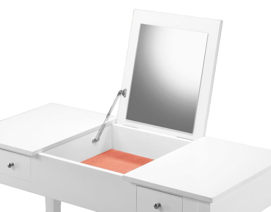 (image for) Seline Vanity Set with Pop-Up Mirror and Stool White