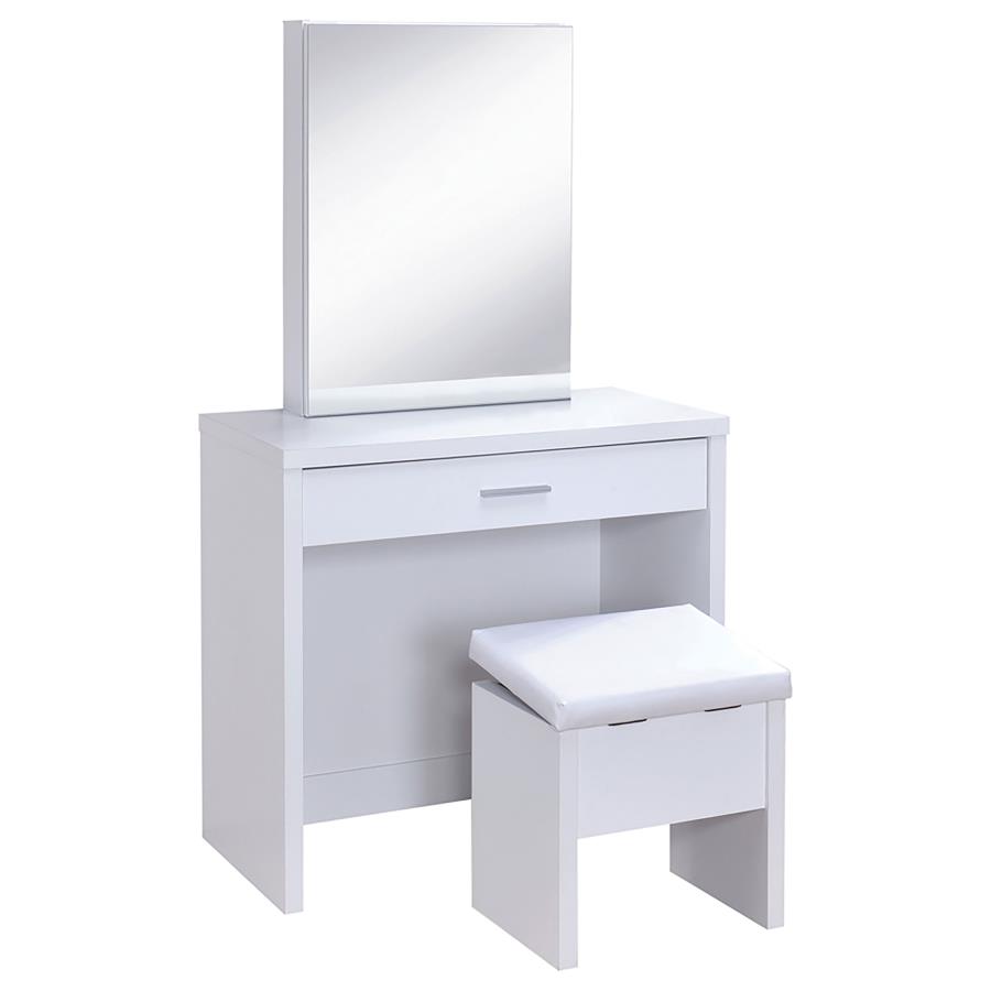 (image for) Harvey Vanity Set with Lift-Top Stool White