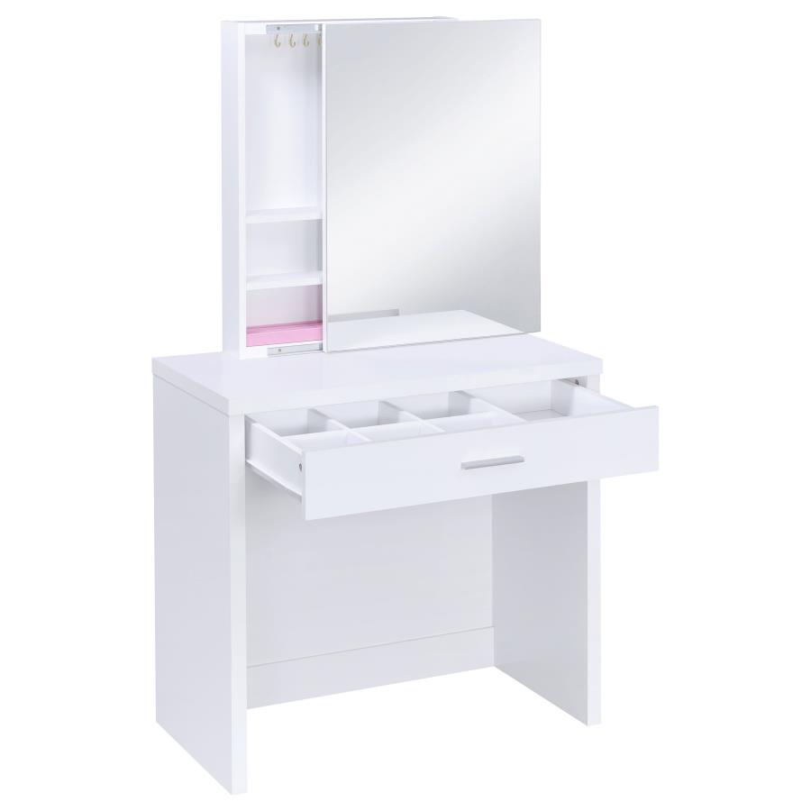 (image for) Harvey Vanity Set with Lift-Top Stool White