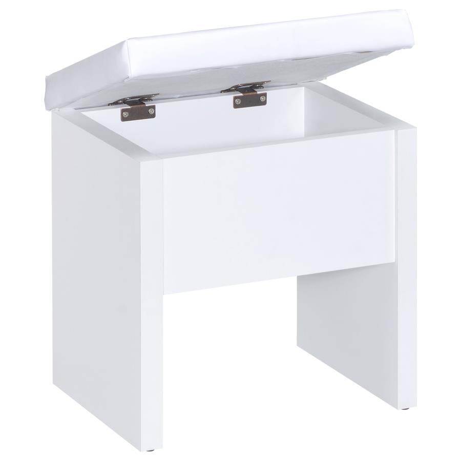 (image for) Harvey Vanity Set with Lift-Top Stool White