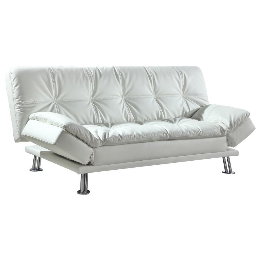 (image for) Dilleston Upholstered Tufted Convertible Sofa Bed White - Click Image to Close