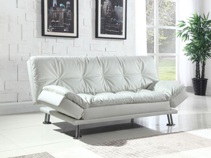 (image for) Dilleston Upholstered Tufted Convertible Sofa Bed White