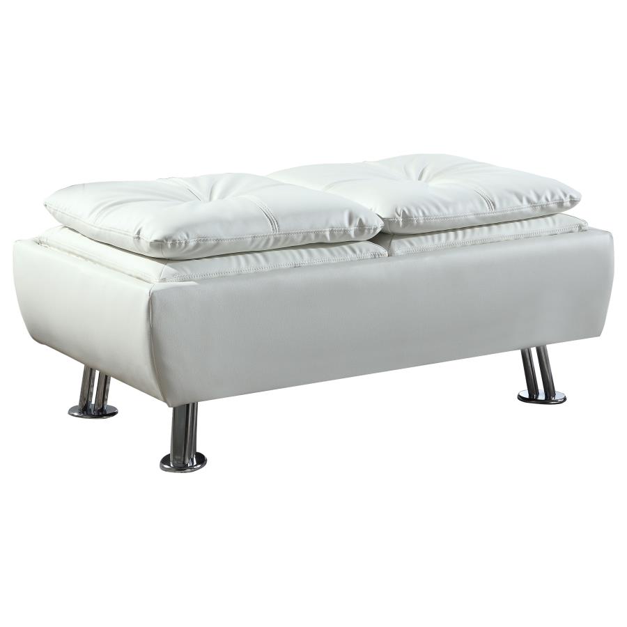 (image for) Dilleston Rectangular Upholstered Tufted Storage Ottoman White