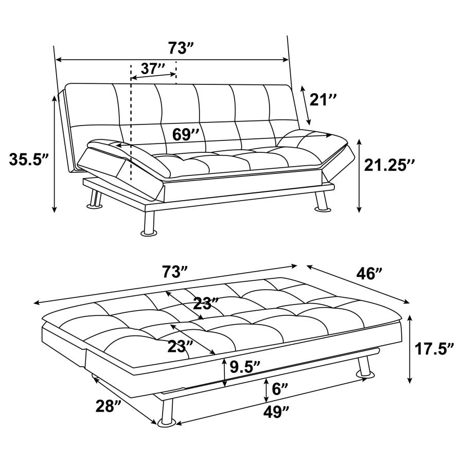 (image for) Dilleston Tufted Back Upholstered Sofa Bed Brown