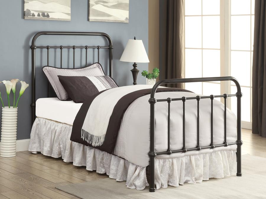 (image for) Livingston Metal Twin Open Frame Bed Dark Bronze