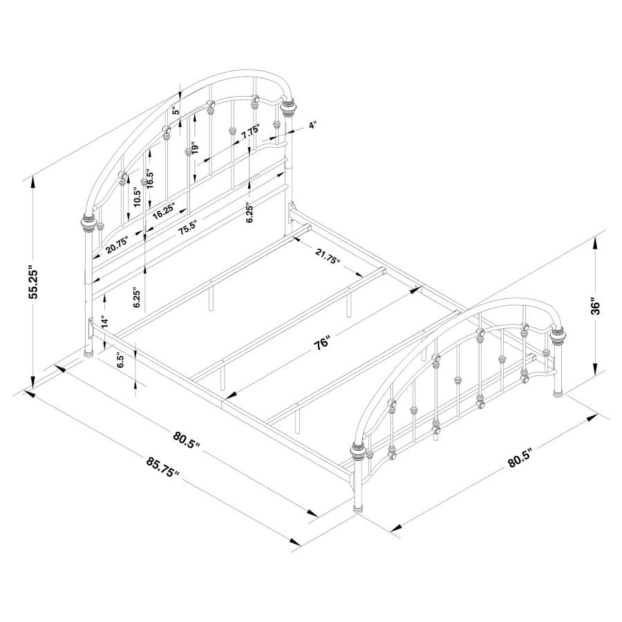 (image for) Rowan Metal Eastern King Open Frame Bed Dark Bronze