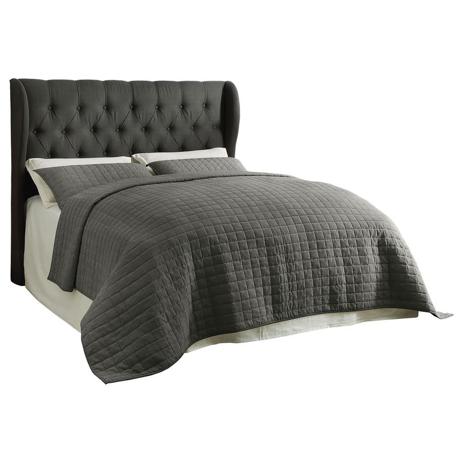 (image for) Murrieta Upholstered King Wingback Headboard Charcoal - Click Image to Close