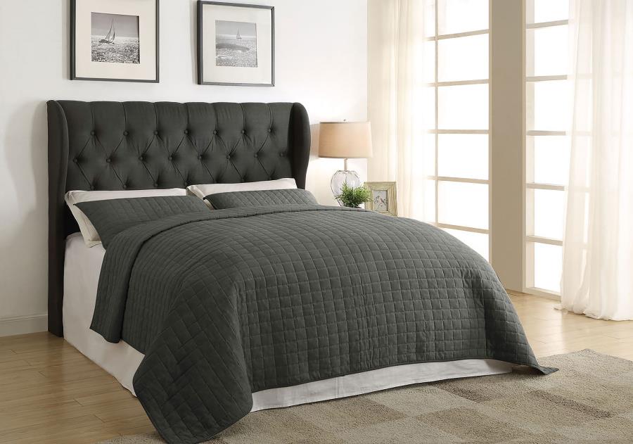 (image for) Murrieta Upholstered King Wingback Headboard Charcoal