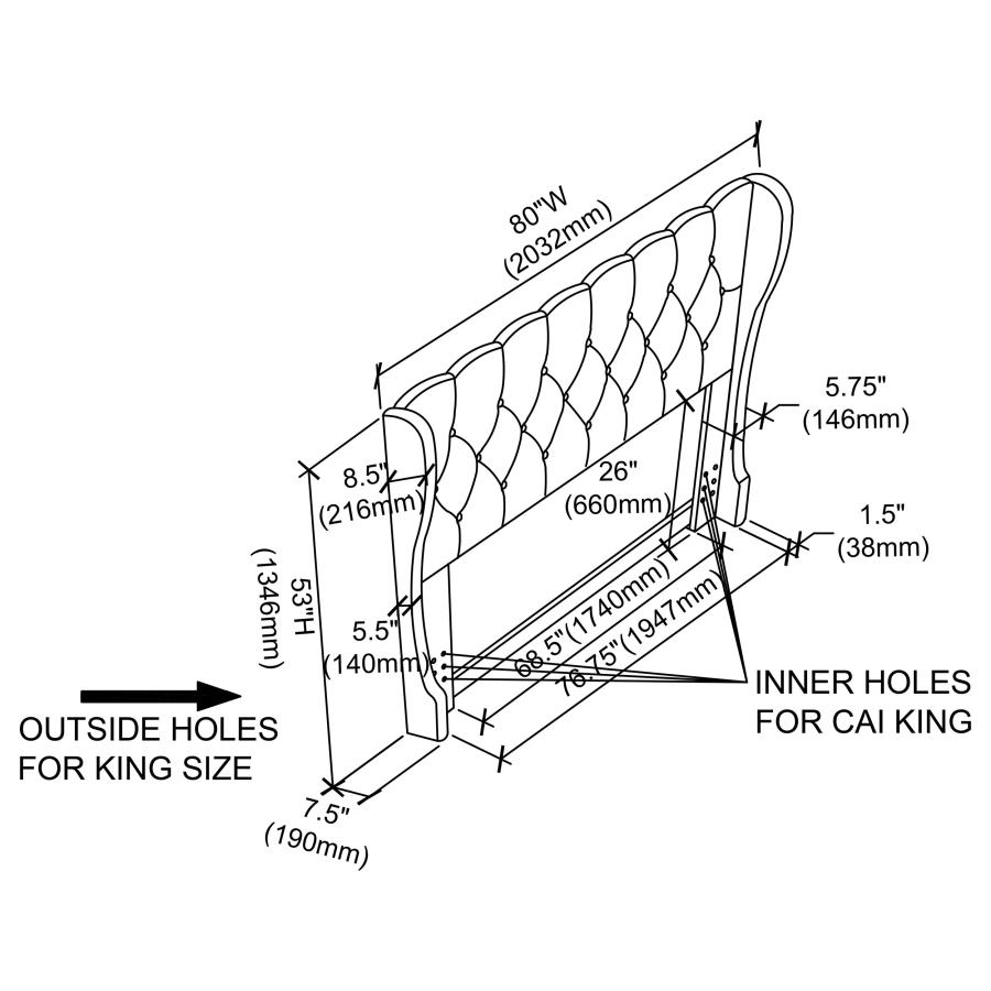 (image for) Murrieta Upholstered King Wingback Headboard Charcoal