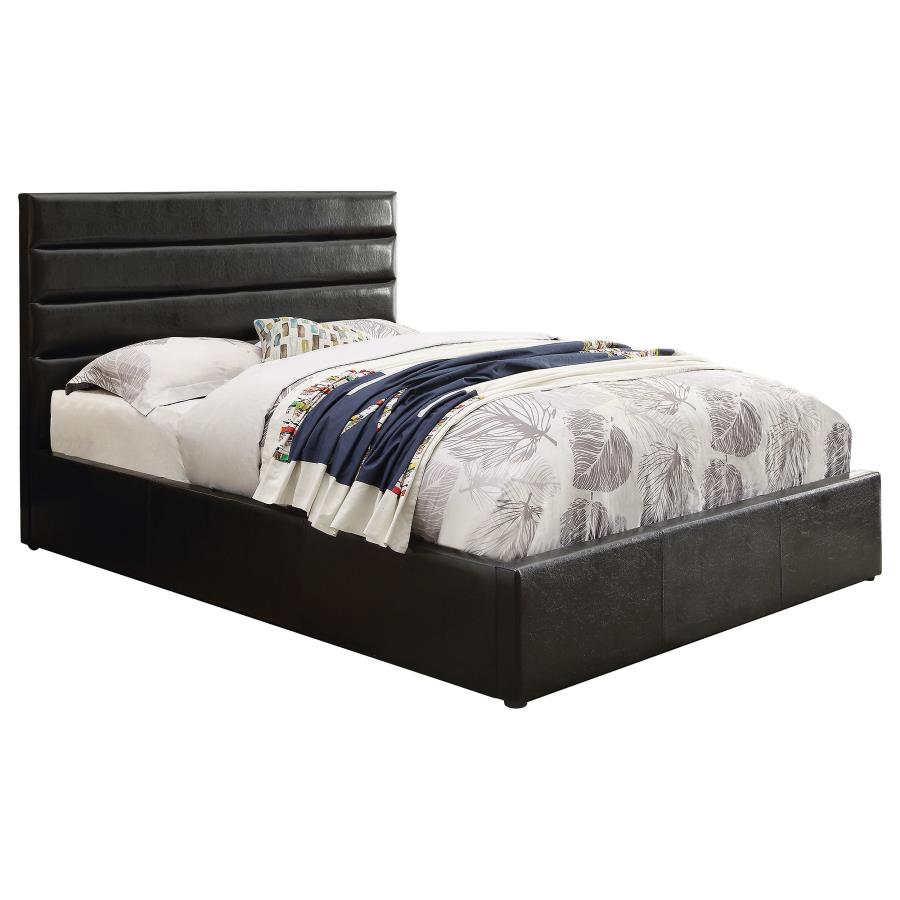 (image for) Riverbend Upholstered Queen Storage Panel Bed Black - Click Image to Close