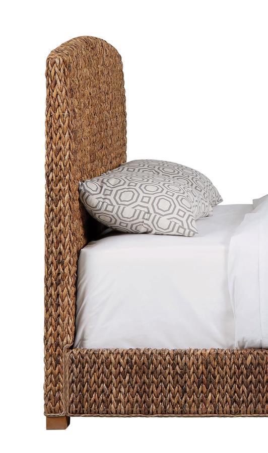 Laughton Banana Leaf Eastern King Panel Bed Amber