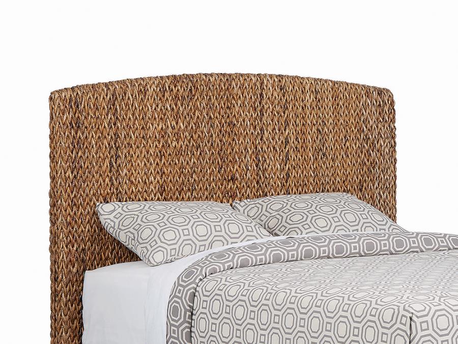 (image for) Laughton Woven Banana Leaf Eastern King Headboard Amber - Click Image to Close