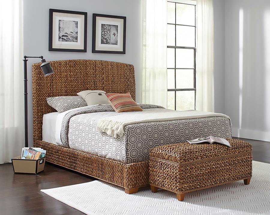 Laughton Banana Leaf California King Panel Bed Amber