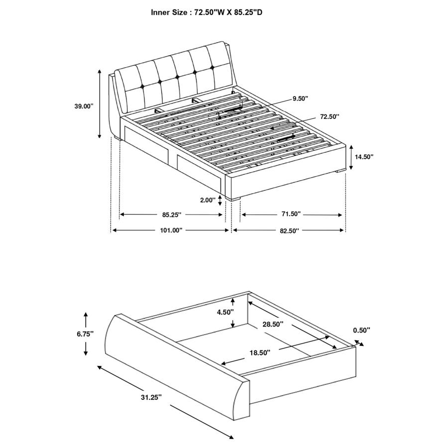 (image for) Fenbrook Upholstered California King Storage Panel Bed Grey