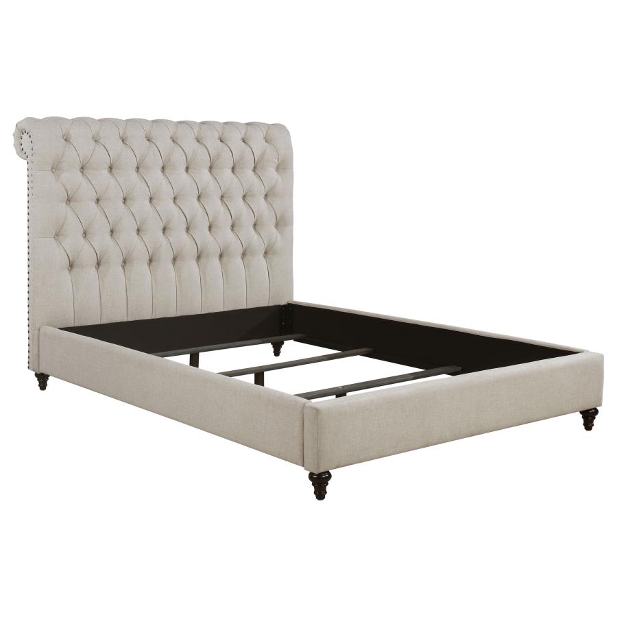 (image for) Devon Upholstered Full Panel Bed Beige - Click Image to Close