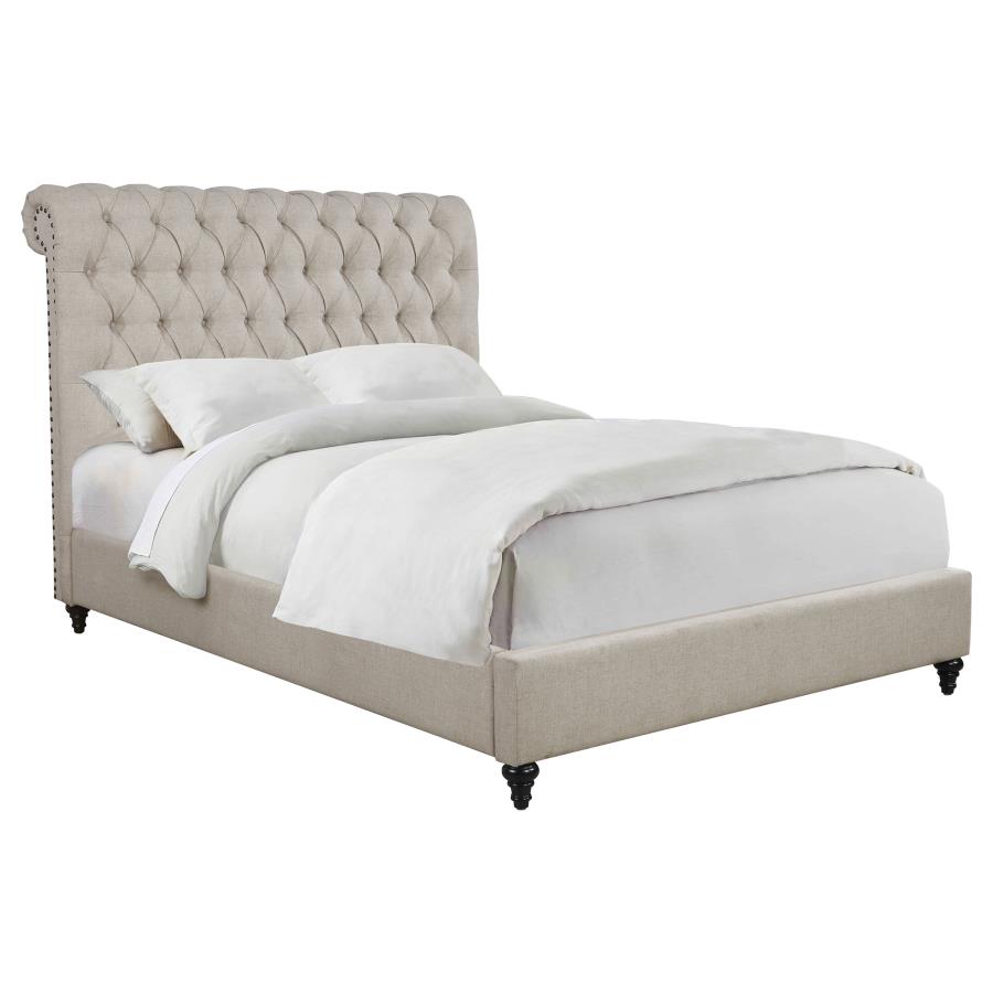 (image for) Devon Upholstered Full Panel Bed Beige