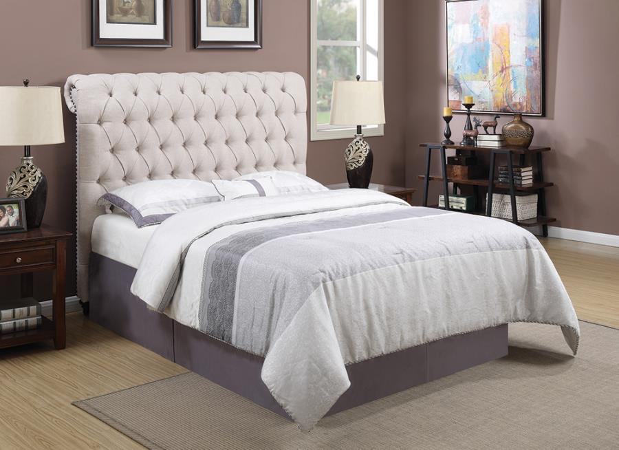 (image for) Devon Upholstered California King Panel Headboard Beige