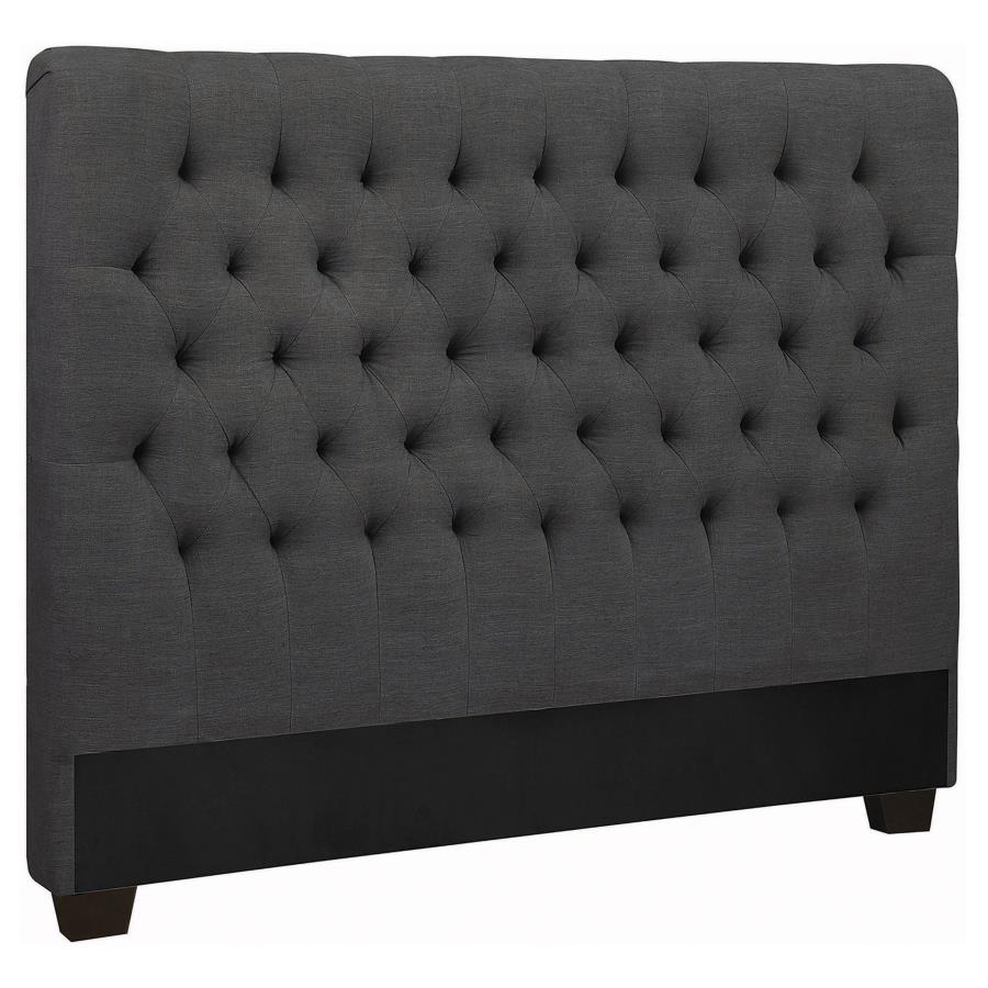 (image for) Chloe Upholstered Full Panel Headboard Charcoal - Click Image to Close