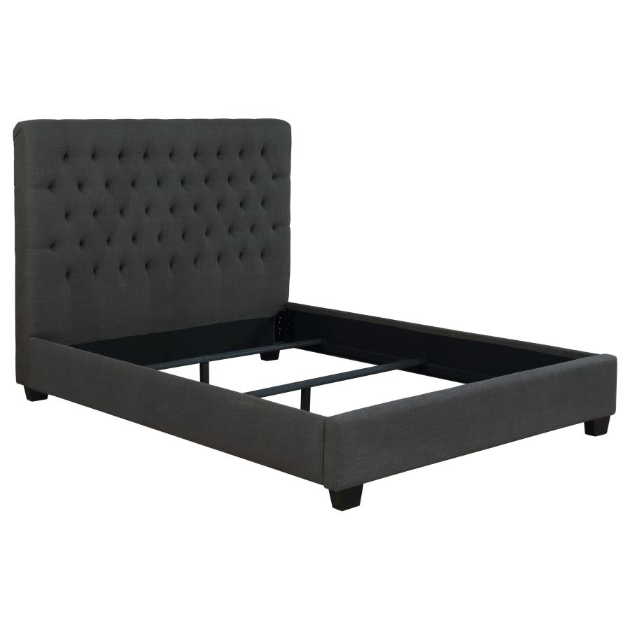 (image for) Chloe Upholstered Queen Panel Bed Charcoal - Click Image to Close